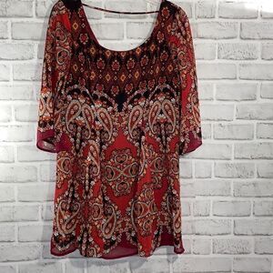 As U Wish Boho Mini Dress Red Print Paisley Print